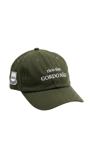Boné rico sim, gordo não — verde militar
